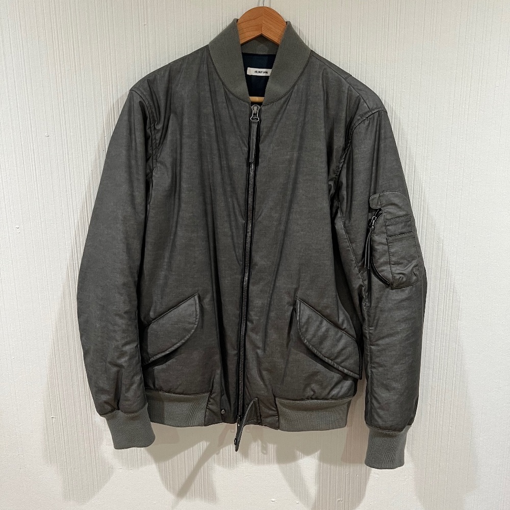 HELMUT LANG MENS MEDIUM GREEN BOMBER